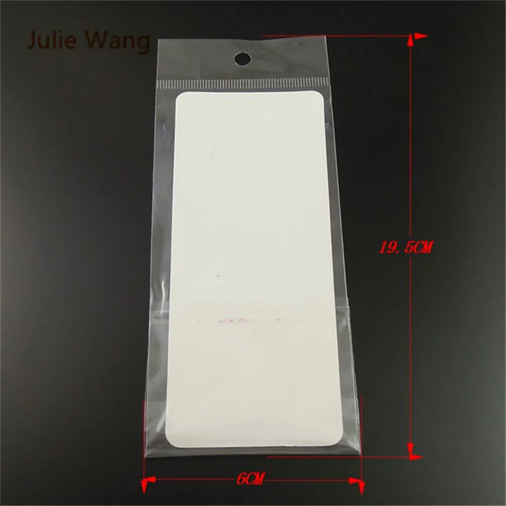 JulieWang 100PCS White Paper Card +Plastic Bag Neckalce Jewelry Display Gift Candy Cupcake Brand Price Fashion | Украшения и