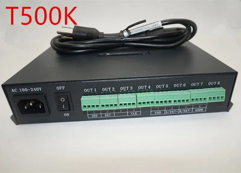 T500K полноцветный светодиодный пиксельный модуль контроллера; T-300K sd-карта онлайн T600K RGB RGBW 8 портов пикселей ws2811 ws2801 ws2812b Светодиодная лента