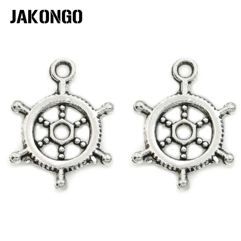 

JAKONGO Antique Silver Plated Rudder Anchor Charms Pendants Jewelry Findings Accessories Making fit Bracelet Craft DIY 20x15mm