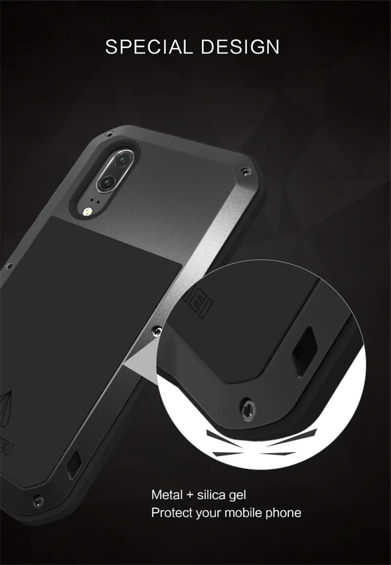 Любовь Мэй Броня металлический корпус для huawei P20 Pro крышка мощный Алюминий противоударный жизнь Водонепроницаемый принципиально для P20 PRO P10 p9 плюс 3E