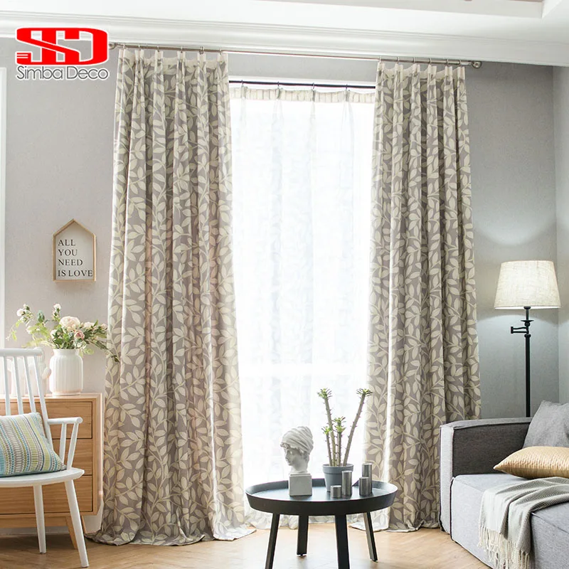 Современные тканевые занавески с принтом листьев для гостиной затемнение кантри
