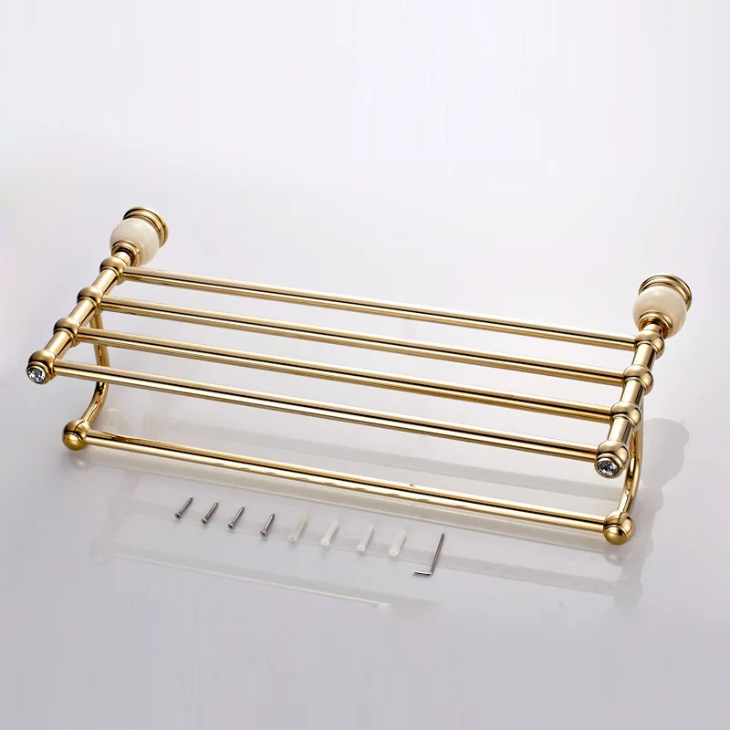 

Jieshalang Gold Deluxe Towel Rack Copper European Towel Rack Suit Bathroom Accessories Jade Towel Rack 7005