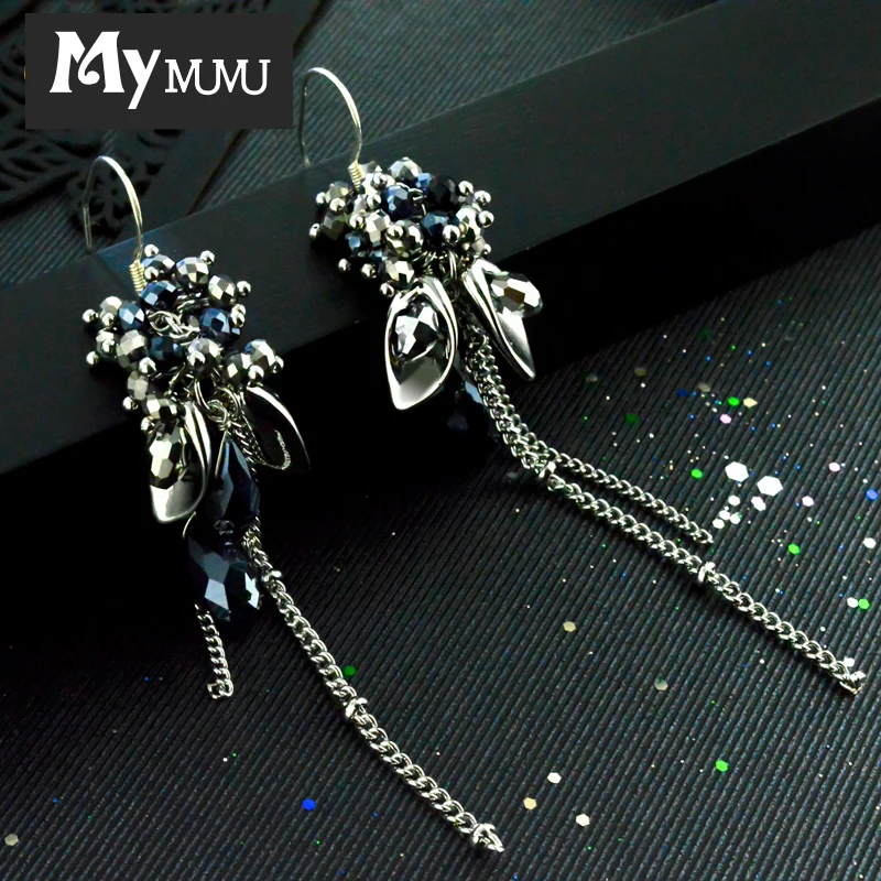 Mymumu кристалл серьги длинный темперамент Женский восстановление древних