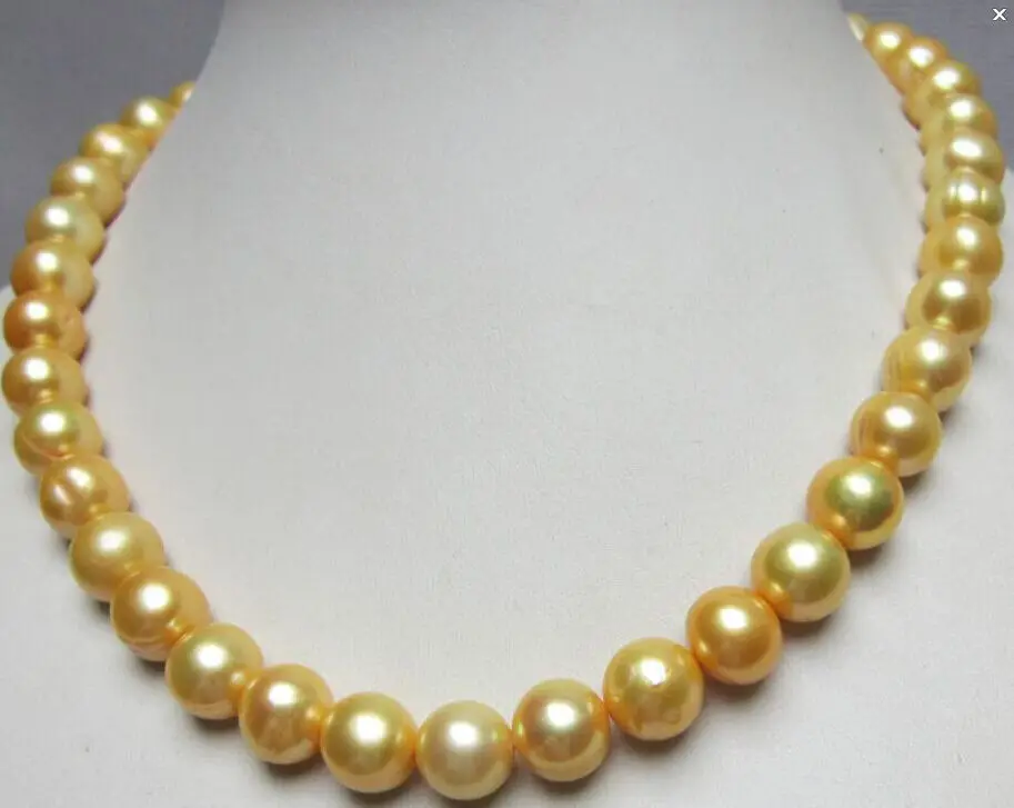 

HUGE NATURAL SOUTH SEA 11-12MM GOLDEN / black PEARL NECKLACE 18" shipping free