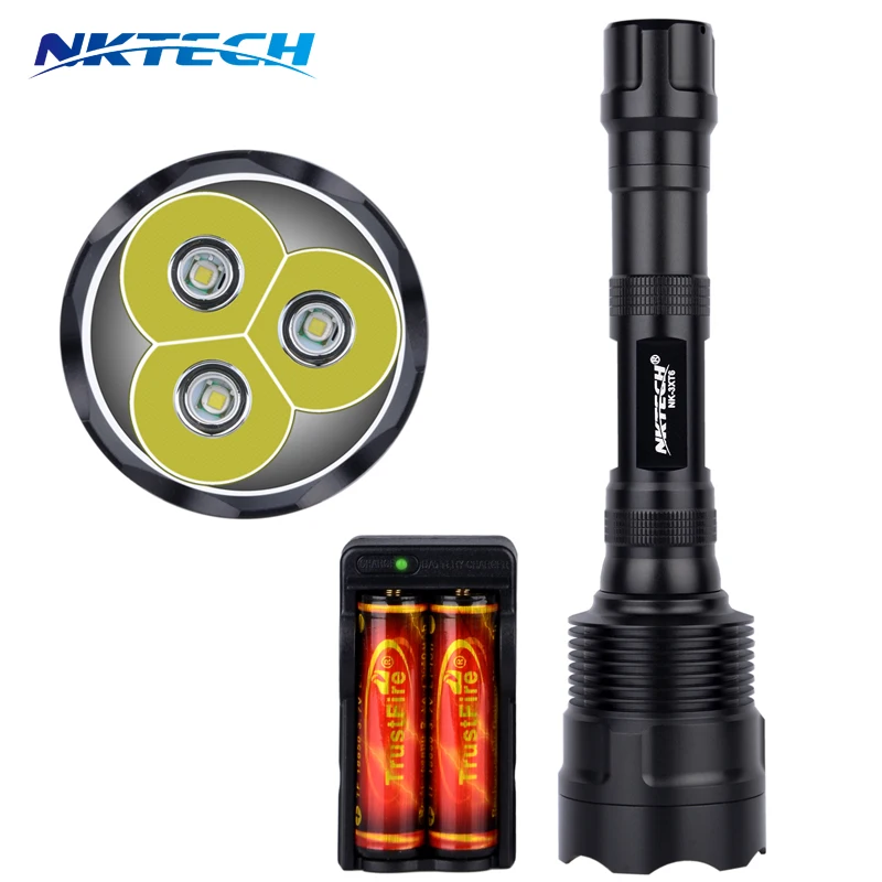 NKTECH супер яркий NK3XT6 3x лампы XM L 3800 люмен 5 режимов 2X TR18650 3000 мАч Батарея и TR 00light