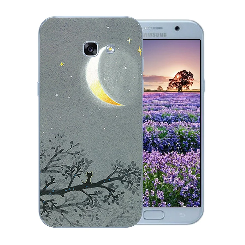 5.2 inch For Samsung Galaxy A5 2017 Cases Silicone Soft TPU (2017) A520F Back Cover Space Moon Pattern Matte Funda |
