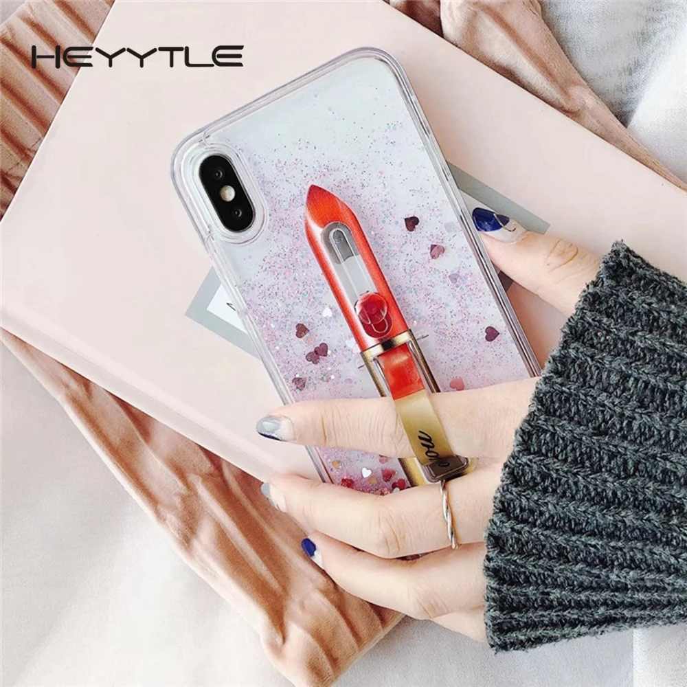 Heyytle прозрачный зыбучие пески чехол для телефона iPhone X 8 7 6 6s Plus Чехлы блеск помады