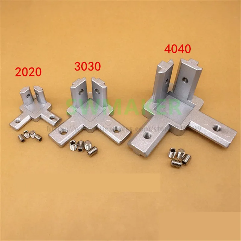 

4pcs 2020 3030 4040 T Slot Aluminum Profile 3-way 90 deg inside corner bracket Interior Connector f/ Alu-profile 3D printer
