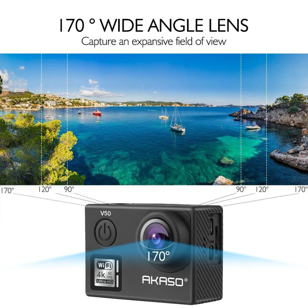 AKASO V50 4 К к 30FPS Wi Fi спорт на открытом воздухе действие Экстремальный шлем камера с