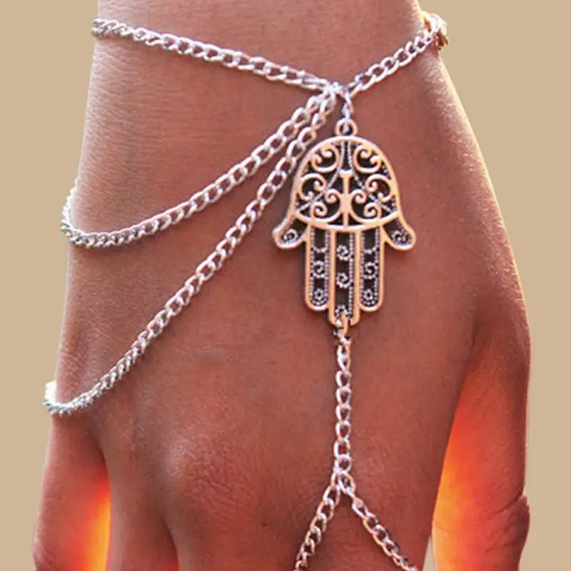 12pcs/lot Women Asymmetric Bracelet With Finger Tassels Hands Design Wrist Chains Wedding Party Jewelry jb238 | Украшения и