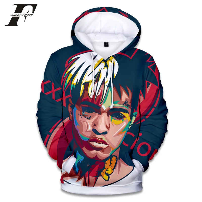 LUCKYFRIDAYF 2018 Рэппер XXX Tentacion хлопковые толстовки 3D хип-хоп певица xxxtentacion Униформа