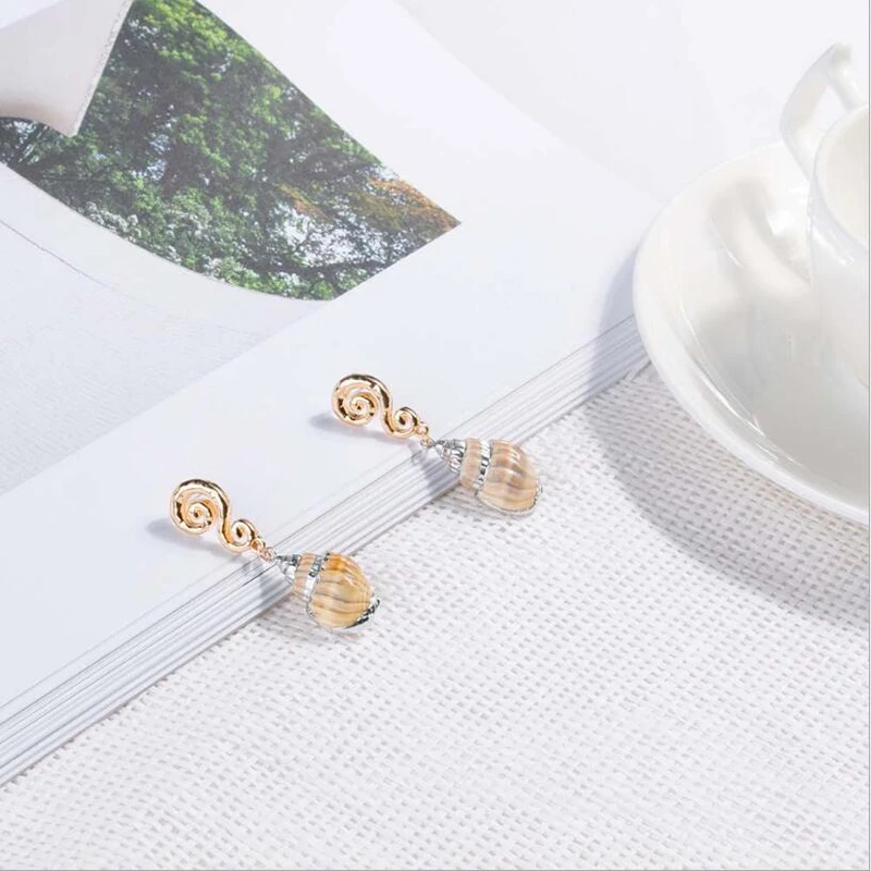 Amaiyllis Bohemia Natural Shell Stud Earrings For Women Chic Geometric Metal S925 Silver Pin Post New Statement Earring | Украшения и