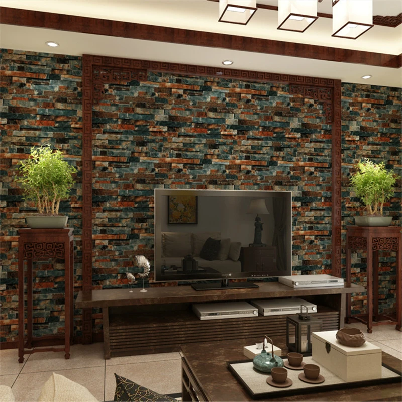 

beibehang 3d Stereo Retro Brick Wallpapers Living Room Bedroom Backdrop Wall Brick Pattern Chinese House Wallpaper