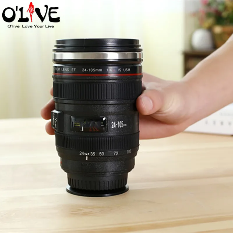 400 мл Нержавеющая сталь Чашки Объективы для фотоаппаратов Кружки стакан воды Чай