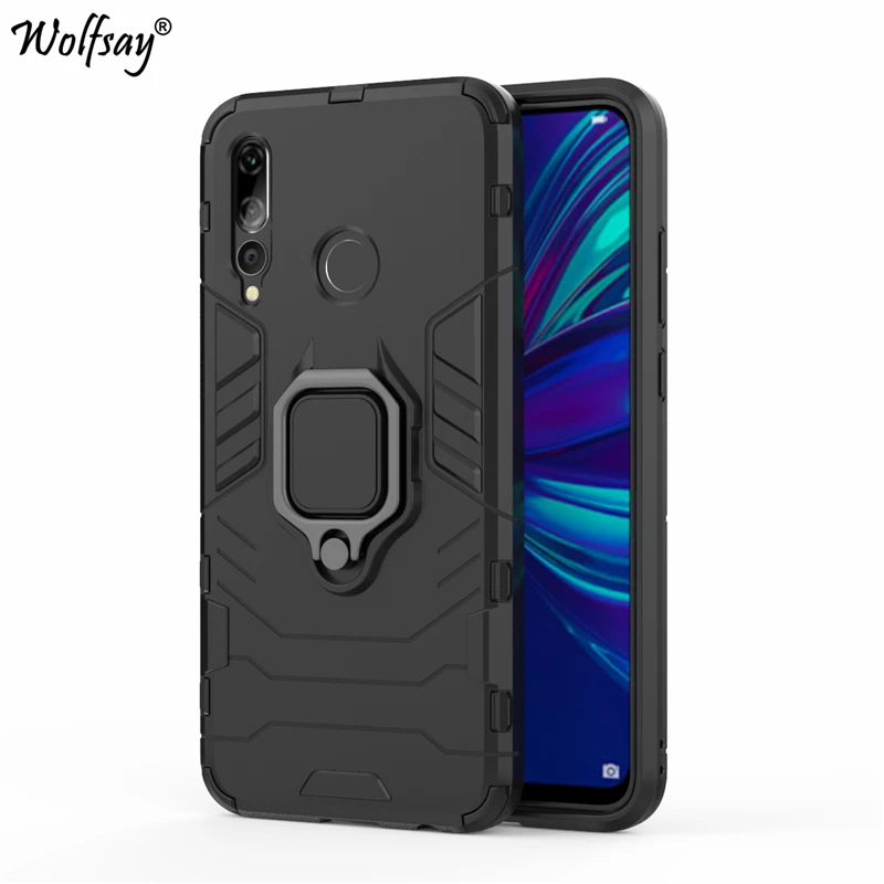 

Wolfsay For Huawei P Smart Plus 2019 Case, Enjoy 9s Car Holder Armor Cases Hard PC & Soft Silicone Cover P Smart Plus 2019 6.21"