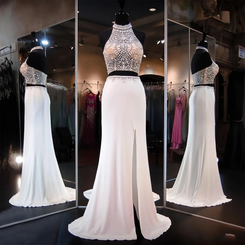

Two 2 Piece Mermaid Evening Dresses Long Sexy Party Women Beautiful Prom Formal Evening Gown Dress for Wedding robe de soiree