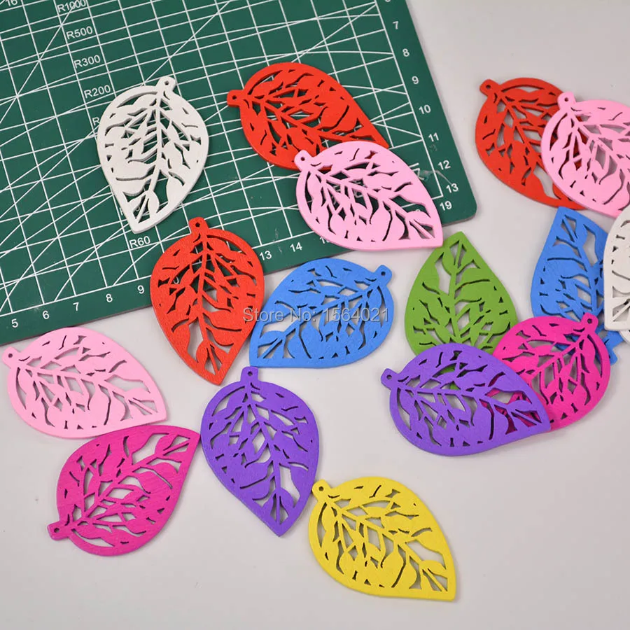 5 5*4 см полые деревянные листья смешанные цвета ремесла для детей DIY Материал 50