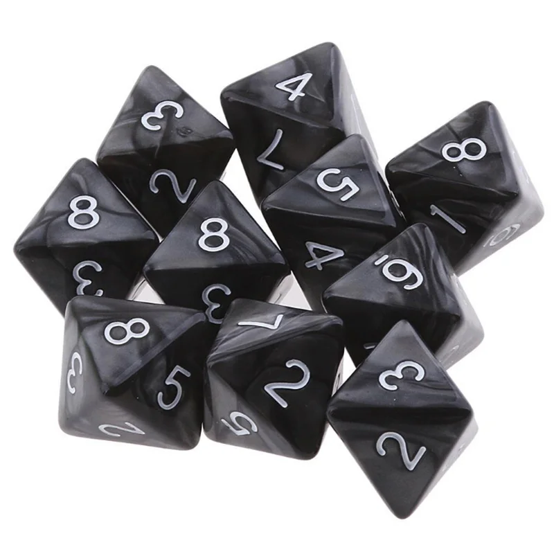 10 шт. D8 многогранные Dice 8 кубика для Подземелья и Драконы MTG RPG черный - Цвет: Black