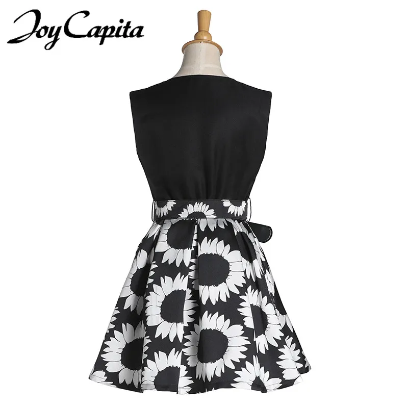 Радость На Душу Населения 2017 Весна Осень Женщины Dress Черно-Белой Печати Vintage Robe Femme