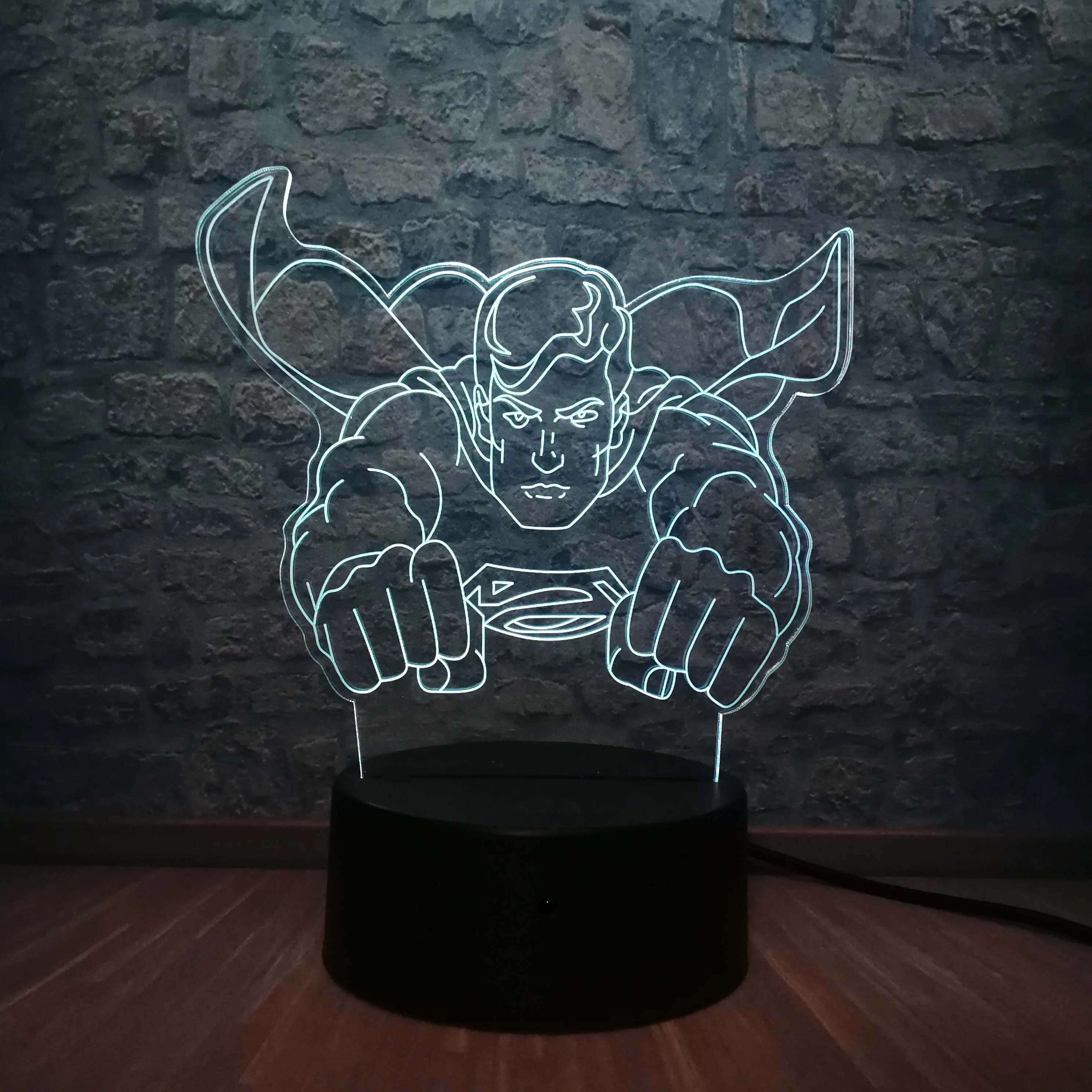 DC Супермен Герой 3D Светодиодная лампа RGB 7 цветов Изменение Прохладный мальчик