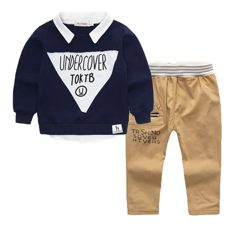 Новый зимний костюм для мальчиков с треугольным вырезом и буквенным принтом a