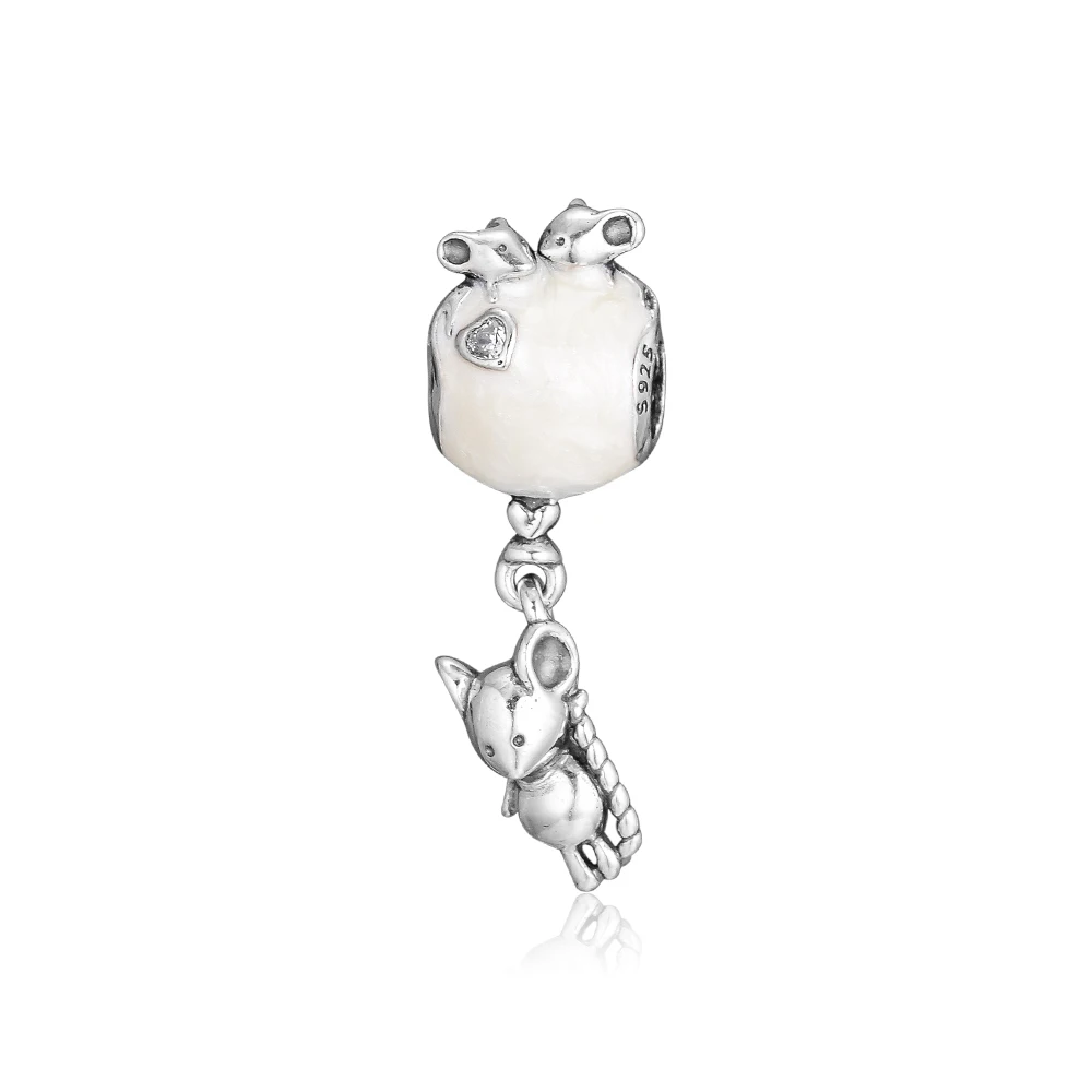 

Fits for Pandora Charms Bracelets Mouse & Balloon Beads with Pearlescent Enamel 100% 925 Sterling Silver Jewelry Free Shipping