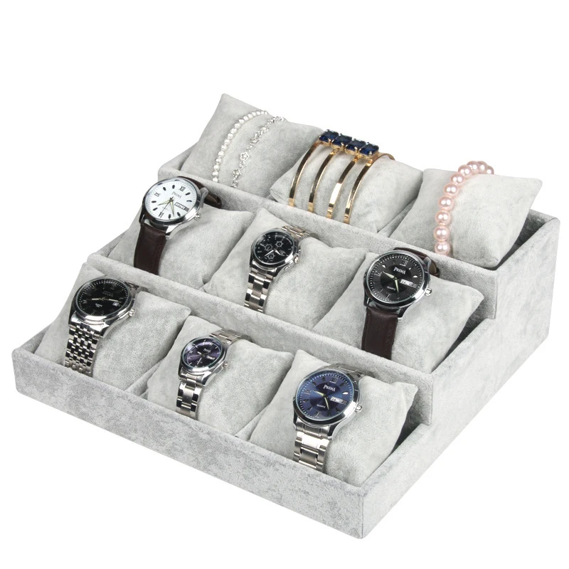 Ледяной цвет 3 уровня браслет ювелирный дисплей лоток с подушками для хранения 9