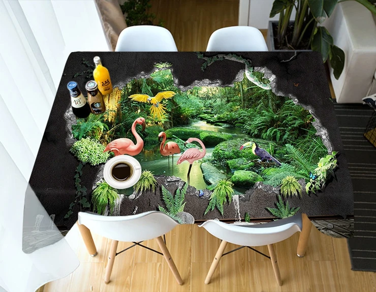 Настроить 3D скатерть красный Фламинго Зебра пыле Скатерти прямоугольный Круглый Сгущает полиэстер хлопковая скатерть