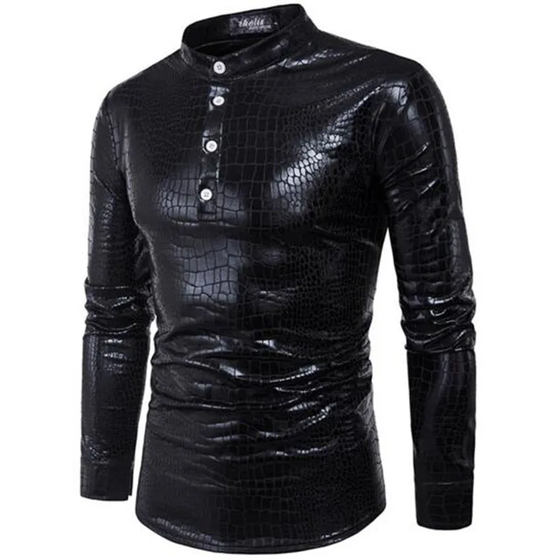 Модные мужские с длинным рукавом принтом в виде серпантина Bling рубашки Camisa