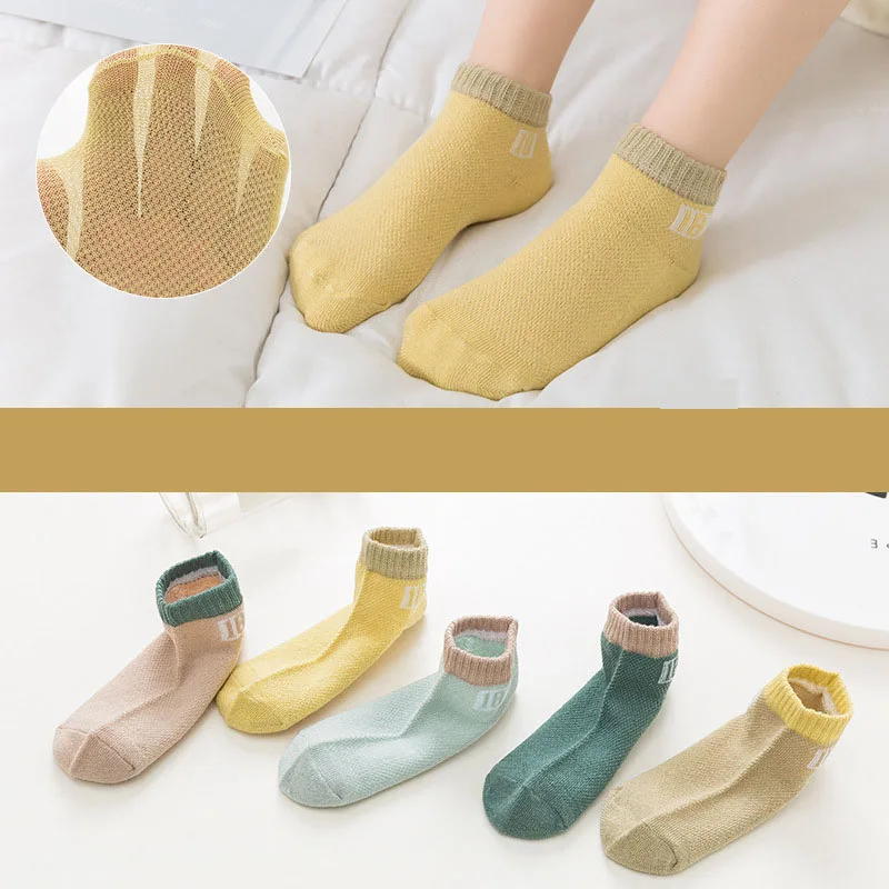 5 пар/лот детские носки нескользящие дышащие хлопковые сетчатые Носки с рисунком