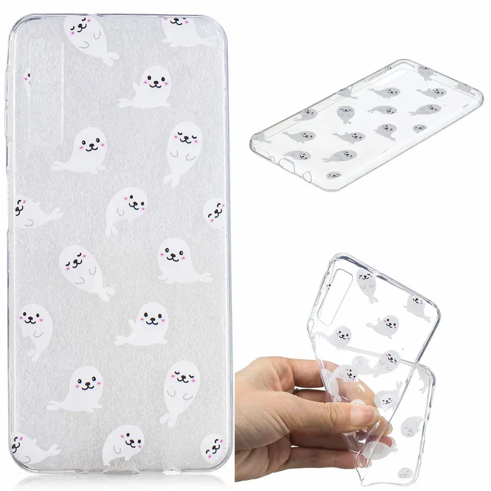 FGHGF For Samsung A7 2018 tree leaf cat butterfly flower girl panda Bear horse cartoon Pattern Soft TPU phone case |