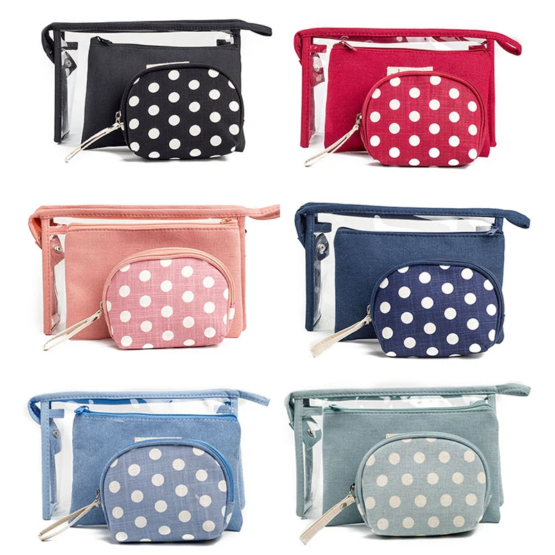 

3 in 1 PVC Transparent Cosmetic Bag New Travel Toiletry Bag Set Make-up Organizer Waterproof Makeup Case Canvas Storage Handbag