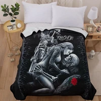 3d beauty skull rose for beds thin quilt fashionable bedspread 150x200cm fleece throw blanket