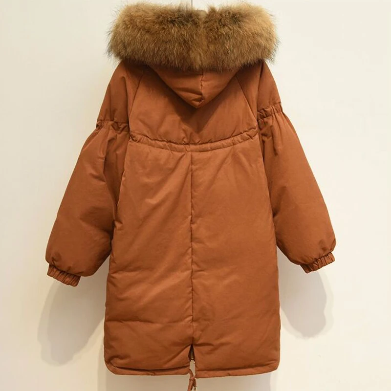 Женская зимняя куртка из натурального меха 2018 Новая модная длинная теплая парка
