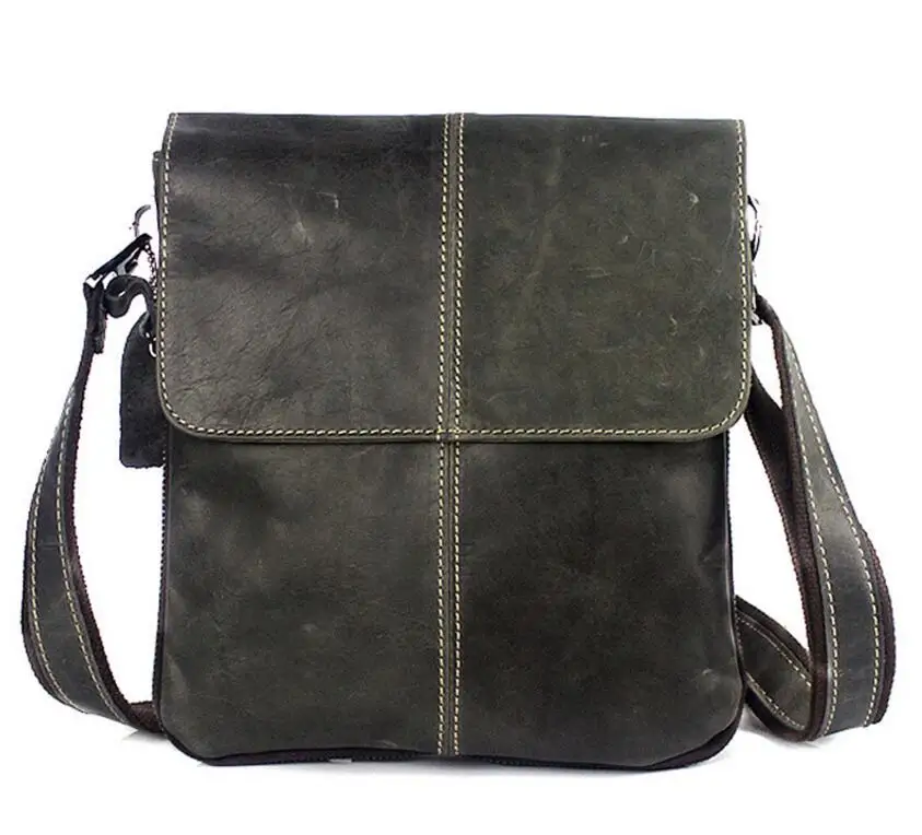 gray bag Деловые Сумки из натуральной кожи с клапаном, мужская сумка на плечо, маленькие дорожные сумки через плечо, высококачественные кожаные сумки-мессенджеры для мужчин - Цвет: gray bag