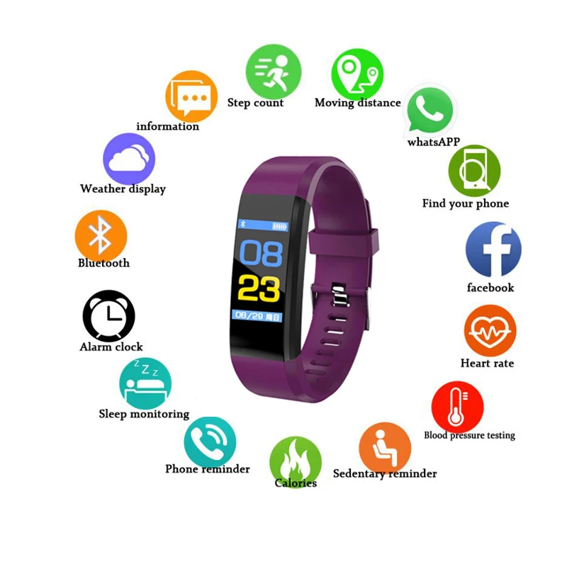 Смарт браслет с шагомером и измерением пульса артериального давления|Мужские