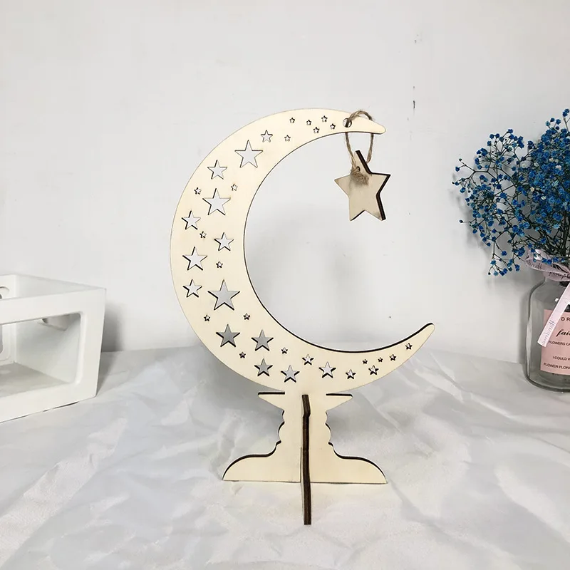 Рамадан деревянная дощечка подвесной кулон Eid украшение Мубарак для дома Луна