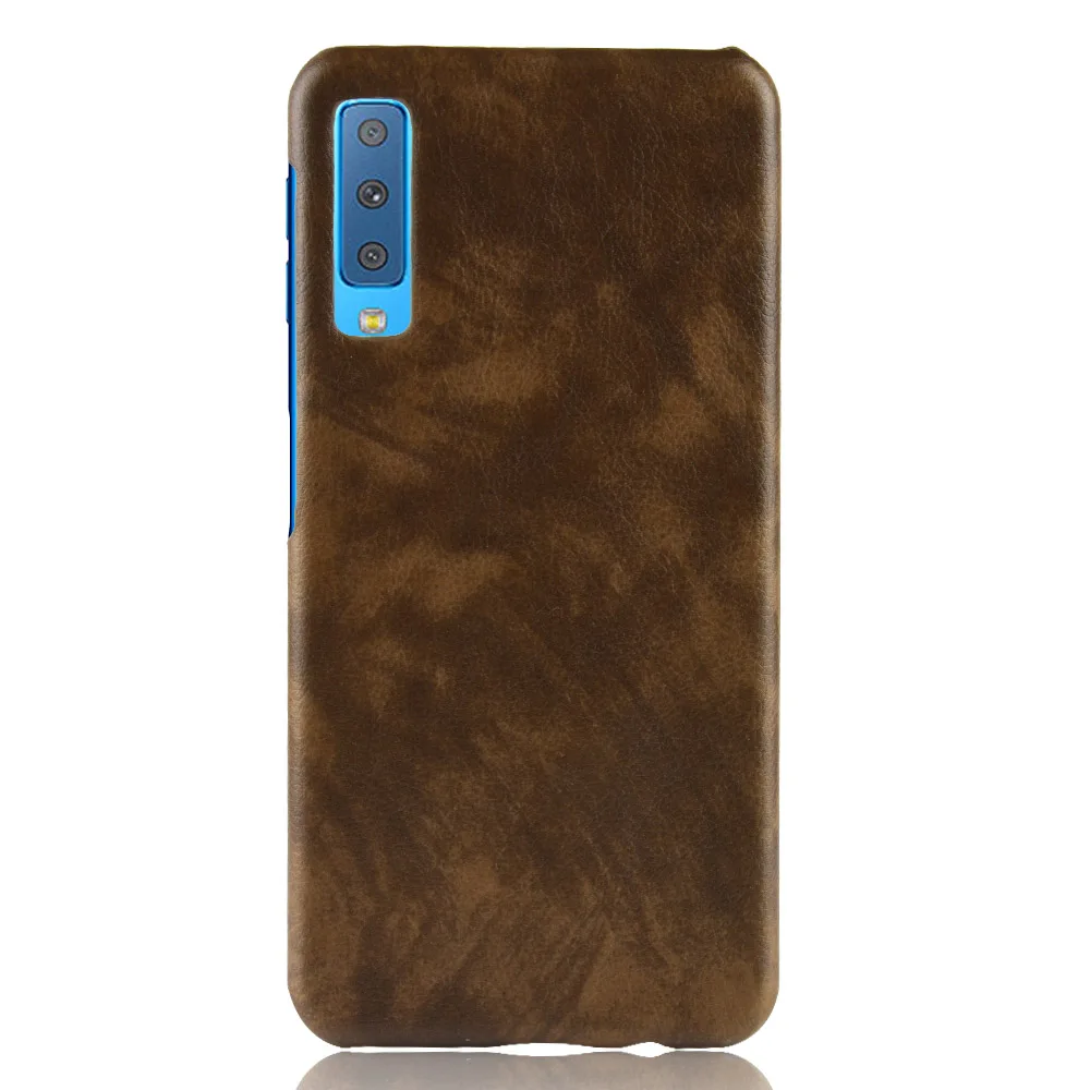 Lichee Pattern Mobile Phone Case For SAMSUNG A7 2018 uxury PU Leather Hard Plastic Back Cover |