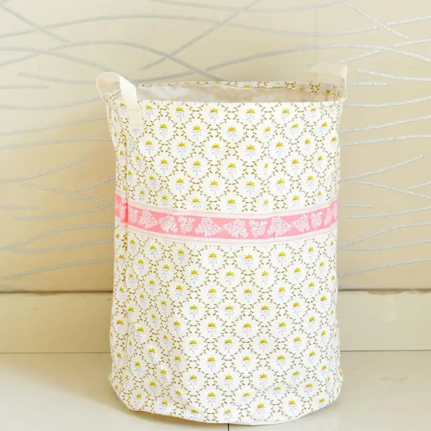 

New Large Postral Style Fresh Flowers Laundry Basket Dirty Clothes Linen Cotton Storage barrels Home Sundries Bag Toys Bags