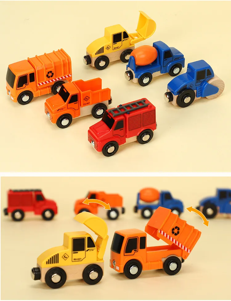 Деревянная дорожка аксессуары магнитные поезда Грузовики Автомобили совместимы с деревянной дорожкой