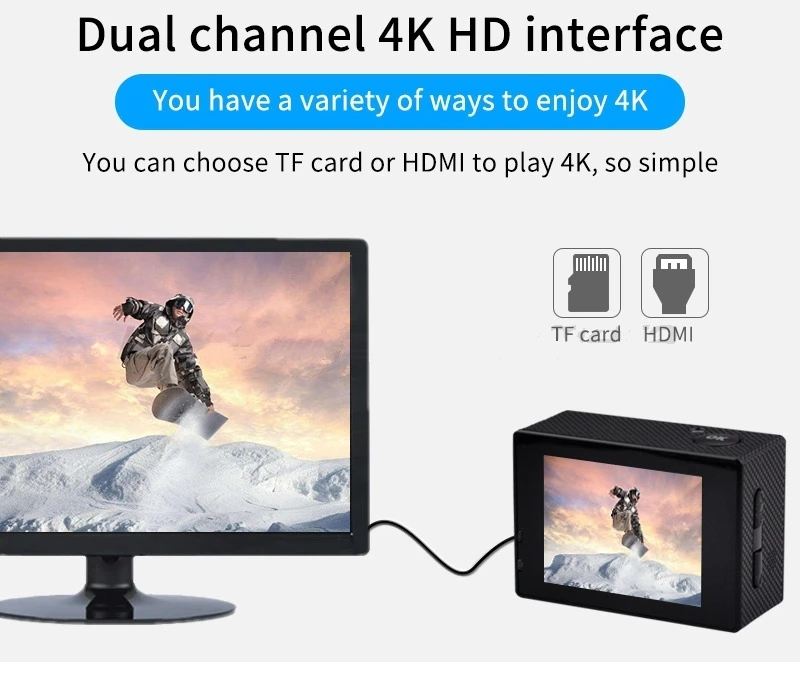 Спортивная экшн-видеокамера Ultra HD 4K UHD, водонепроницаемая, WiFi, видеокамера FHD 1080P DV Cam, широкоугольная, Go Deportiva, 2 дюйма, lcd Pro, 32G