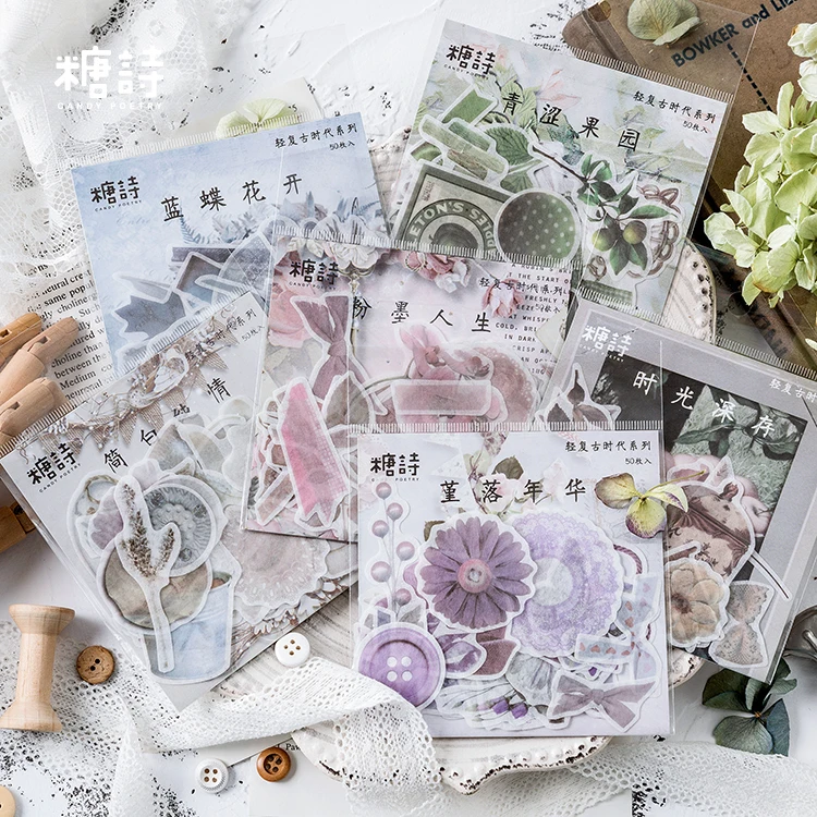 Японский декоративный цветочный дневник винтажная бумага скрапбукинг наклейки