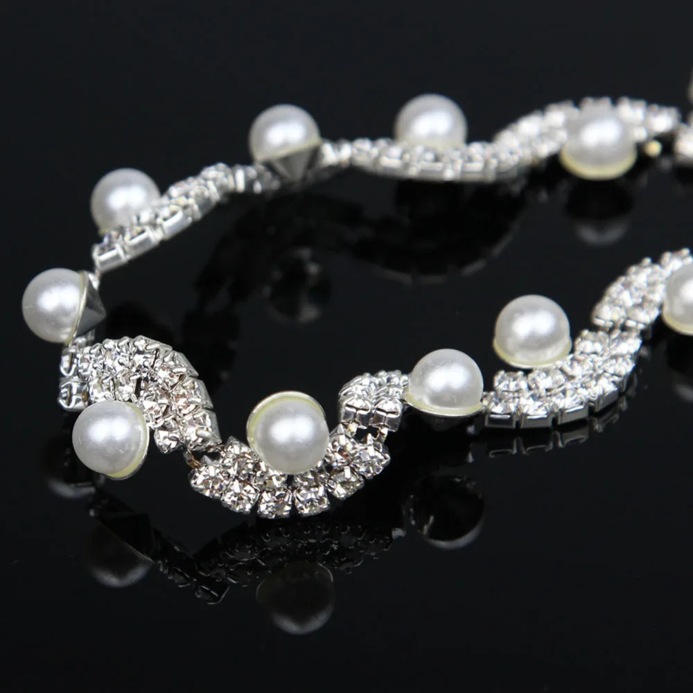 1 ярд красивый прозрачный горный хрусталь белый искусственный жемчуг