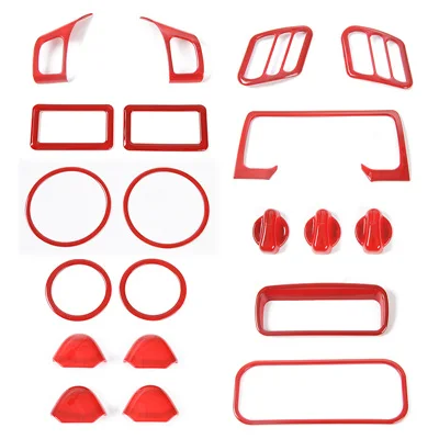 SHINEKA интерьерные молдинги для Jeep Wrangler TJ 1997-2006 20 шт. АБС-пластик наклейки для украшения интерьера автомобиля для Jeep Wrangler TJ - Название цвета: Красный