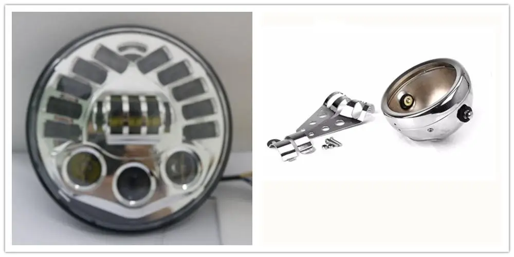 Chrome Light Set 5 3/" 5,75 дюймов поворотник светодиодные фары корпус ковша кронштейн для мотоцикла Чоппер Suzuki Kawasaki Мотоциклы - Цвет: Chrome Light Set