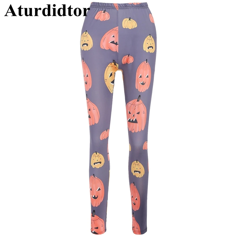Seamless High Waist Yoga Leggings Halloween Cartoon Pumpkins Print Tights Women Workout Fitness Clothing Training Pants Female | Спорт и