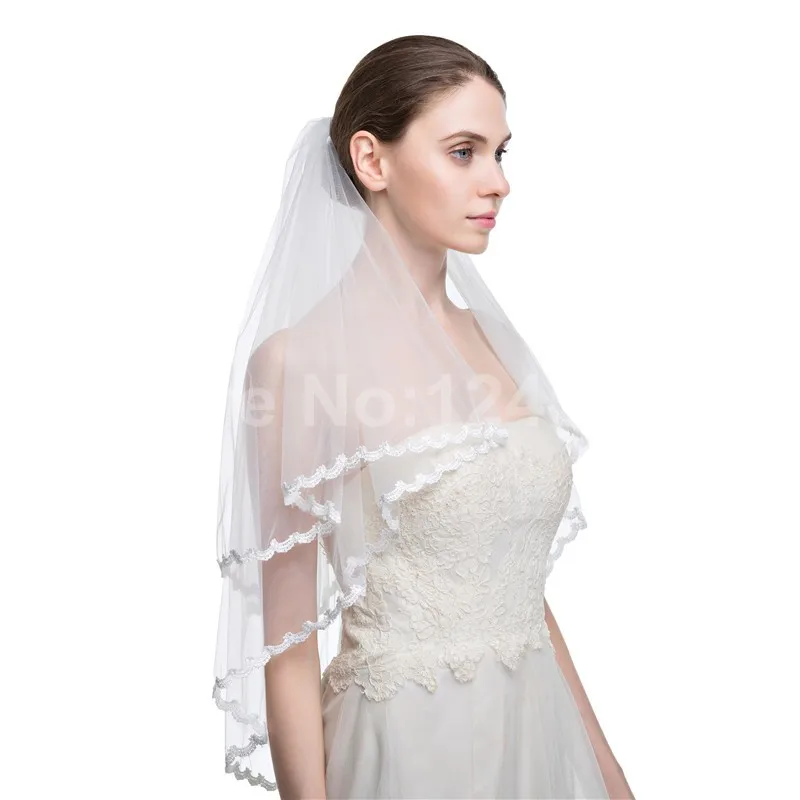 Горячие Продажа 2017 Новое Прибытие Белый Кот Короткие Люкс Свадебная Фата