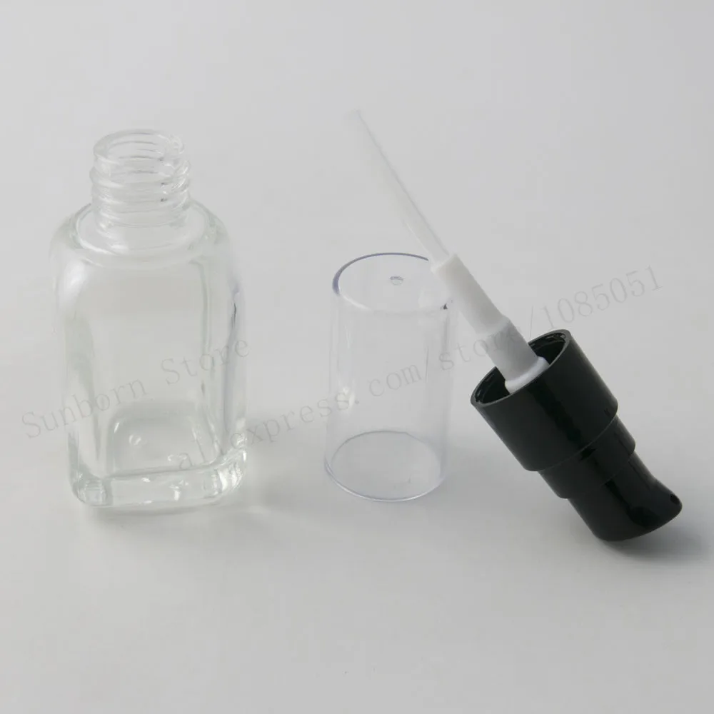 Новое поступление! 1OZ прозрачная/прозрачная квадратная Стекло бутылка с черные