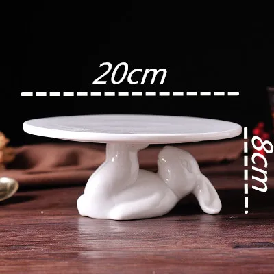 8 inch " /12" милый белый кролик керамическая тарелка блюда десерт еда Свадебные украшения Торт Кондитерские обеденный подарок обеденные тарелки - Цвет: 8 inch