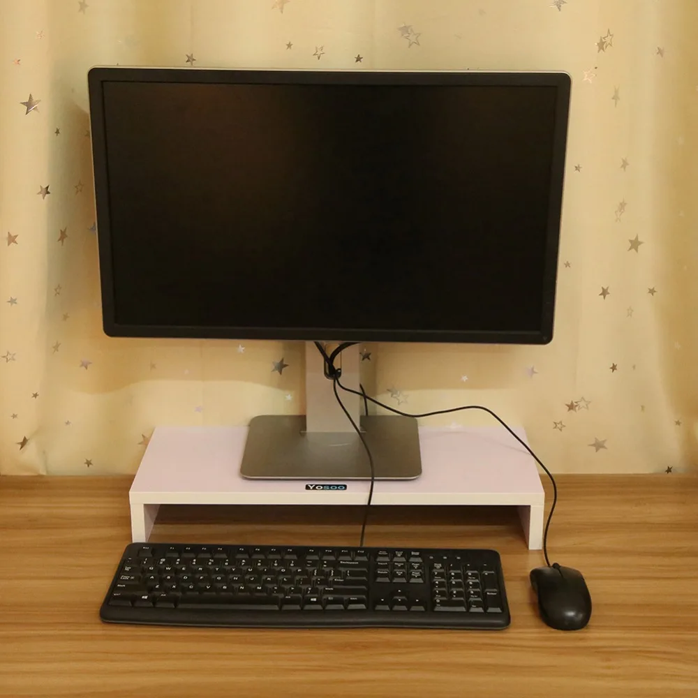 Wood TV Stand LCD LED Monitor Stand Computer Screen Riser For Computer Laptop TV Kit Christmas Days Wooden Desktop Laptop Desk